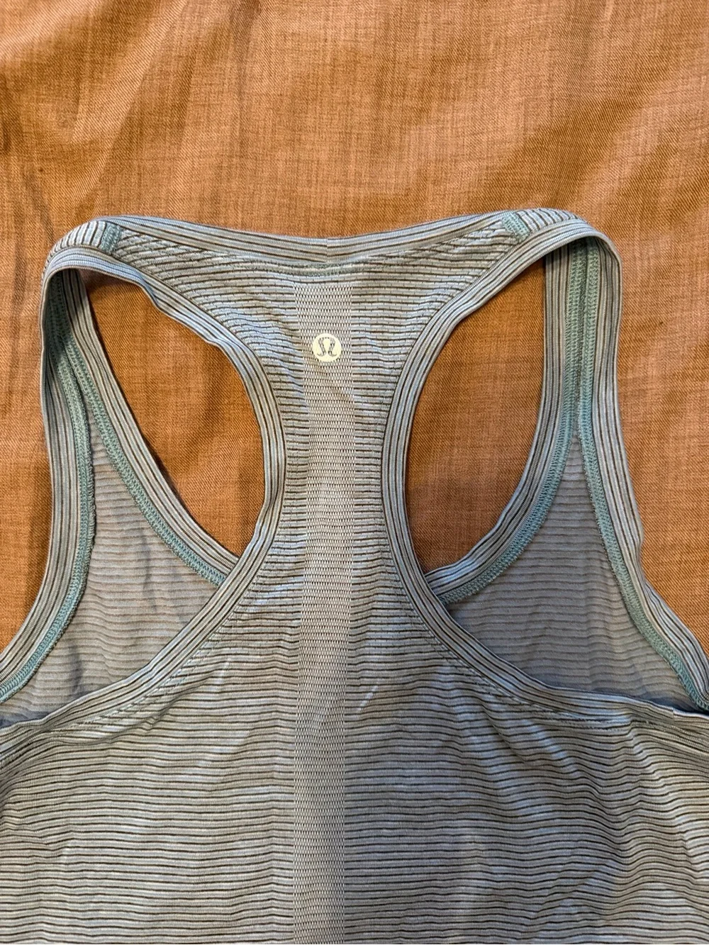 lululemon athletica Light Blue and Gray Striped Racerback Tank